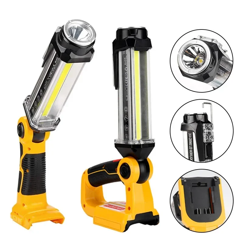 LED Work Light Flashlight 2000LM Cordless for Dewalt 18V 20V Li-ion Battery Portable Lanterns Spotlight for DEWALT DCB203 DCB205