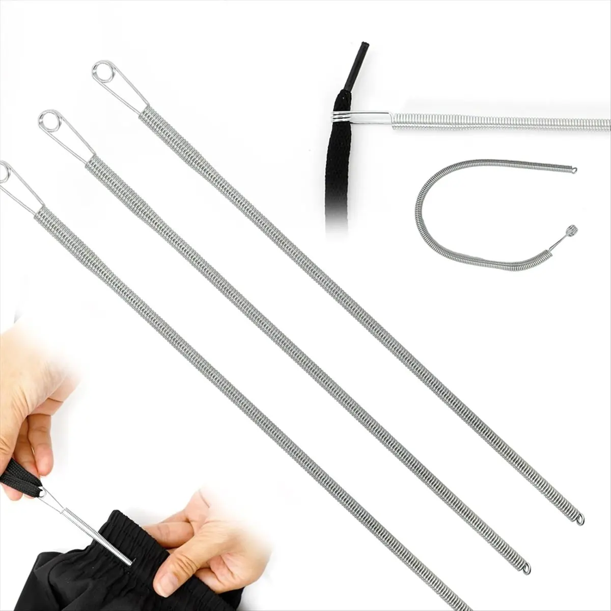 KSOL 6pcs Spring Loop Drawstring Threader Tool for Sweatpants & Shorts - Bendable Metal Rope Threader Clip for Easy Sewing