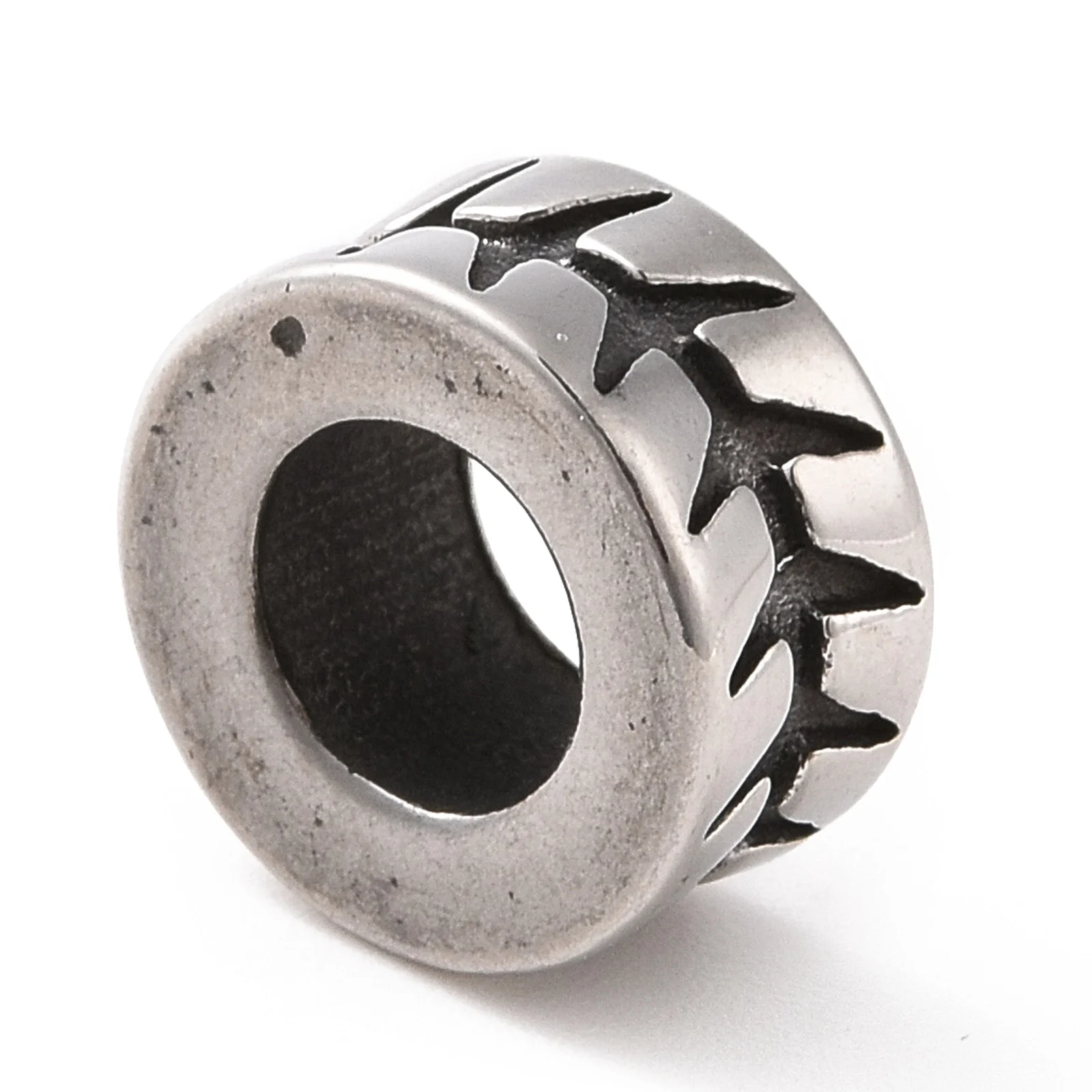 10pcs 304 Stainless Steel Metal Loose Spacer Beads Large Hole Charm Beads for Jewelry Making DIY Bracelet Necklace Supplies