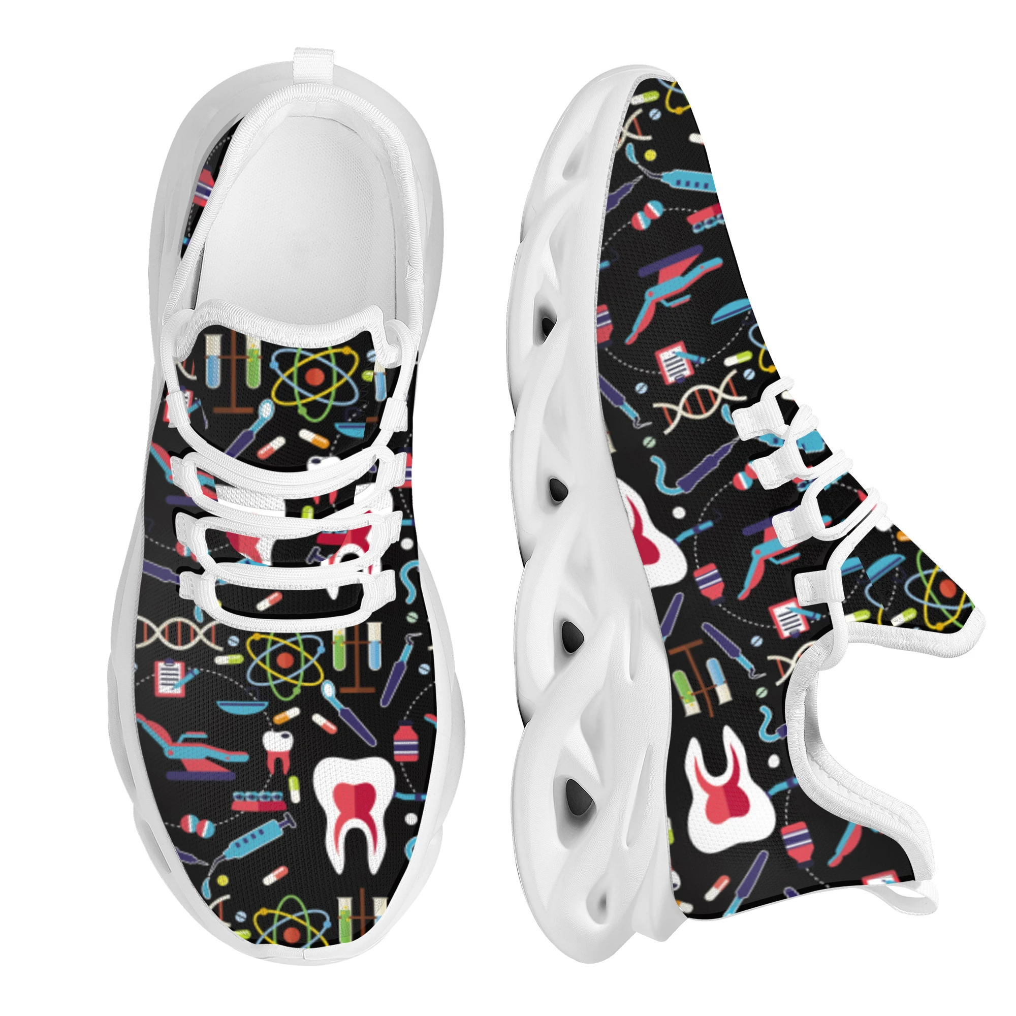 New Spring Nurse Flat Shoes Women Cute Cartoon Nurses Printed Women's Sneakers Shoes Breath Mesh Flats Zapatos De Mujer