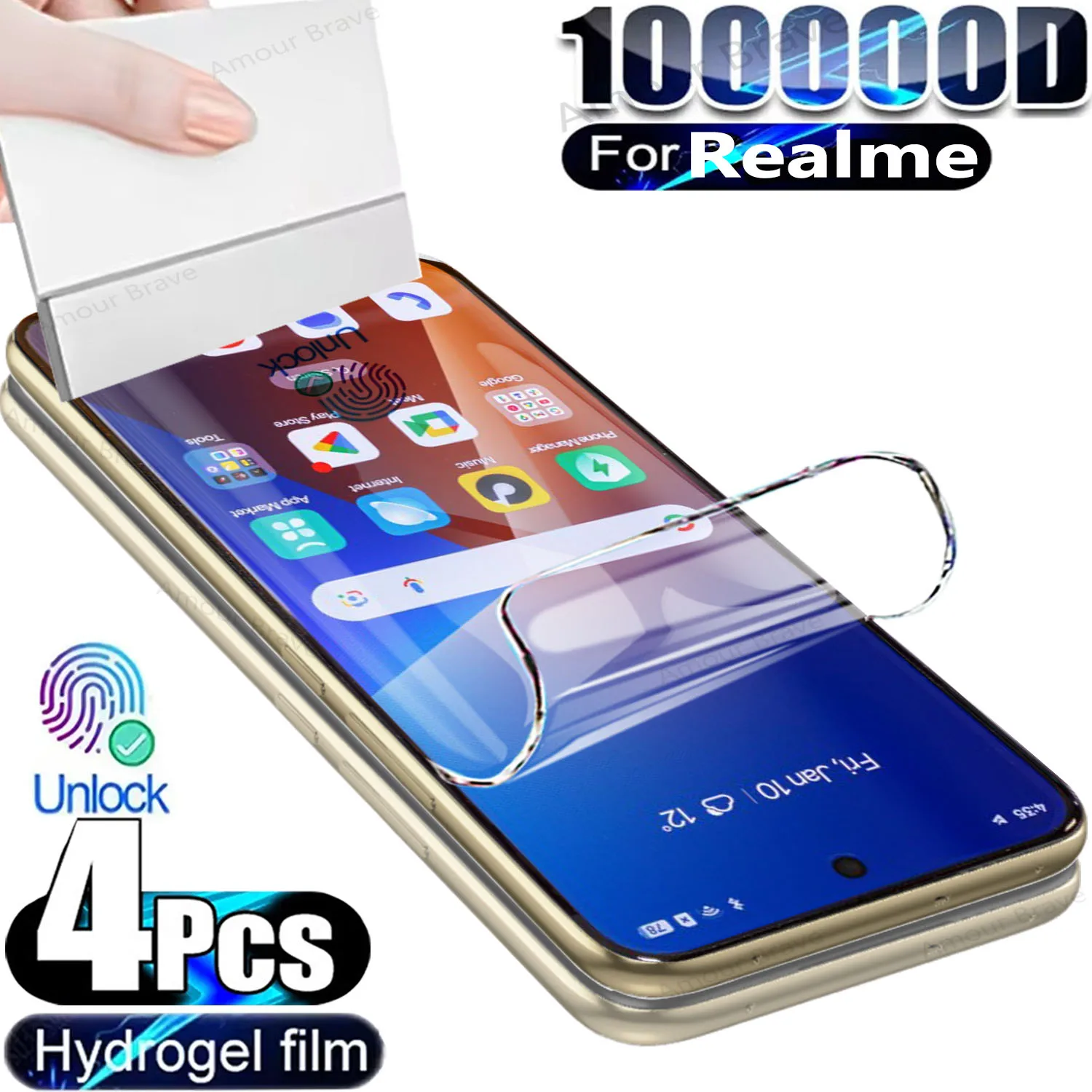 

4Pcs Hydrogel Film For Realme 14 Pro Plus 9 11 10 12 Pro Screen Protector For Realme 13 4G 8i 6 7 8 13 12 13 Pro Plus Cover Film