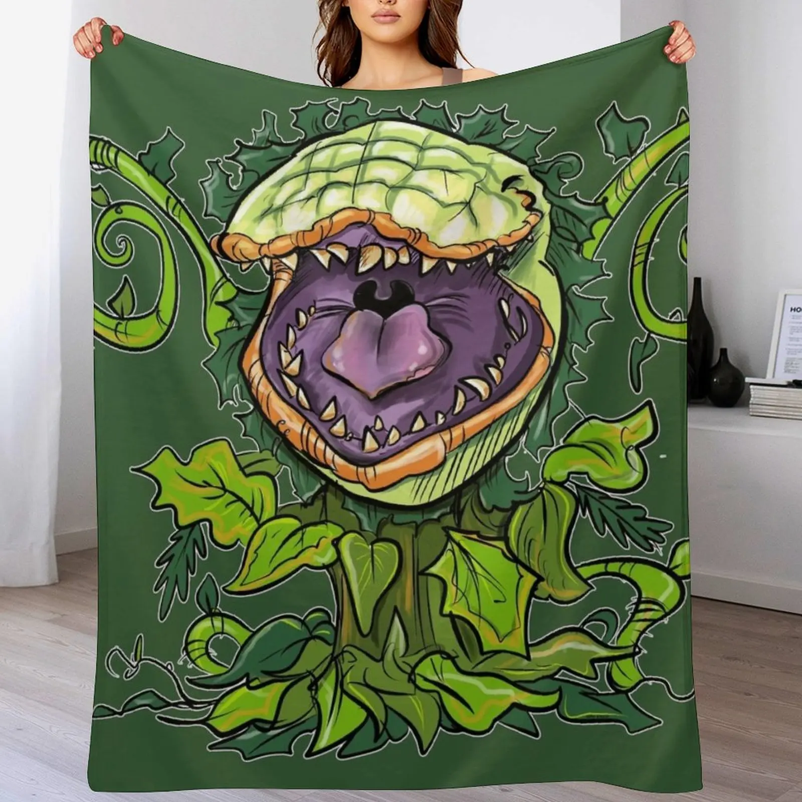 

Audrey 2 Throw Blanket Thermal Cute Plaid Bed linens manga Blankets