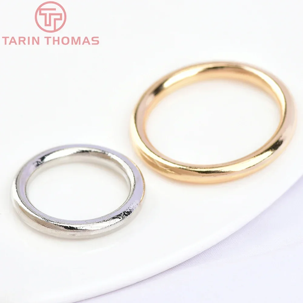 (3838)10PCS 20MM 25MM Champagne Gold Color Plated Brass Closed Jump Rings for Jewelry Making Finding Accessories