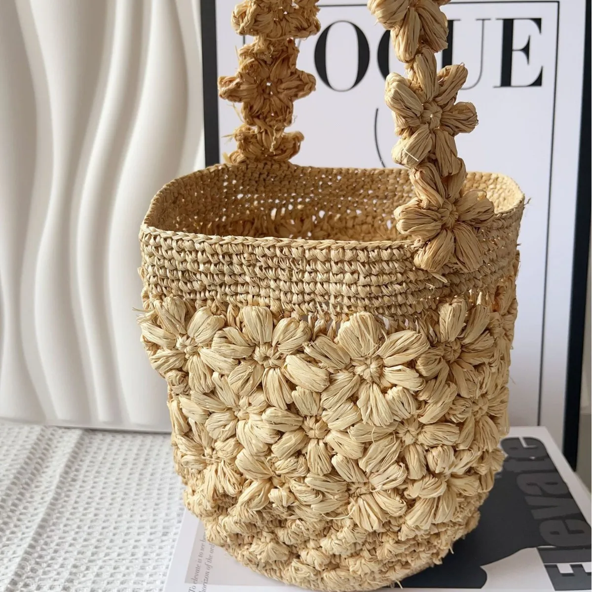 Handgemaakte raffia tas met ge - Crochet Bag Raffia recensie en prijs