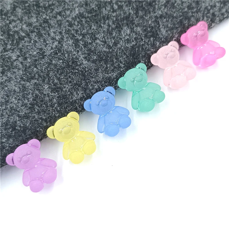 500g/pack 18*15mm Transparent Cute Bear Beads With Horizontal hole DIY Kids Necklace Bracelet Hair Jewelry Making Findings