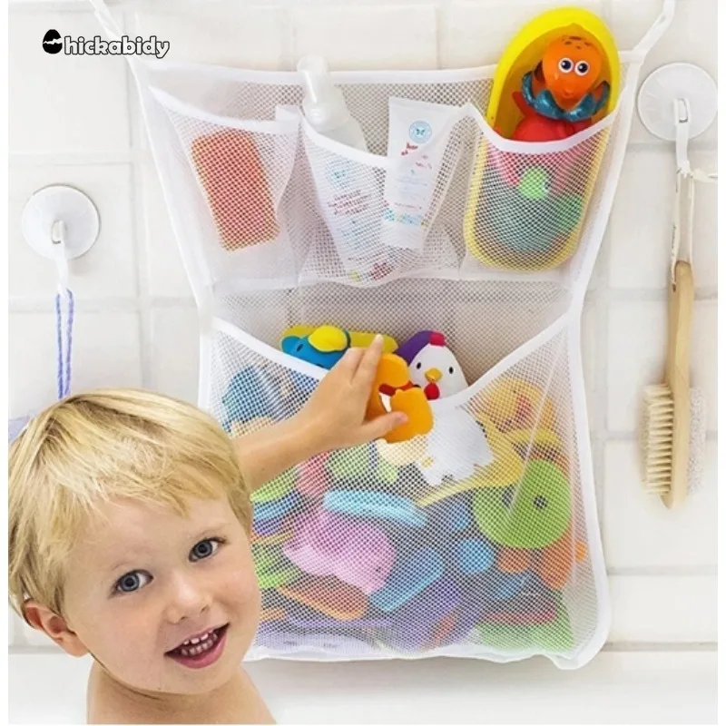 Baby Bath Toys Cute Duck Frog Mesh Net Storage Bag Strong Suction Cups Bath Game Bag Bathroom Organizer Water Toys for Kids Gift