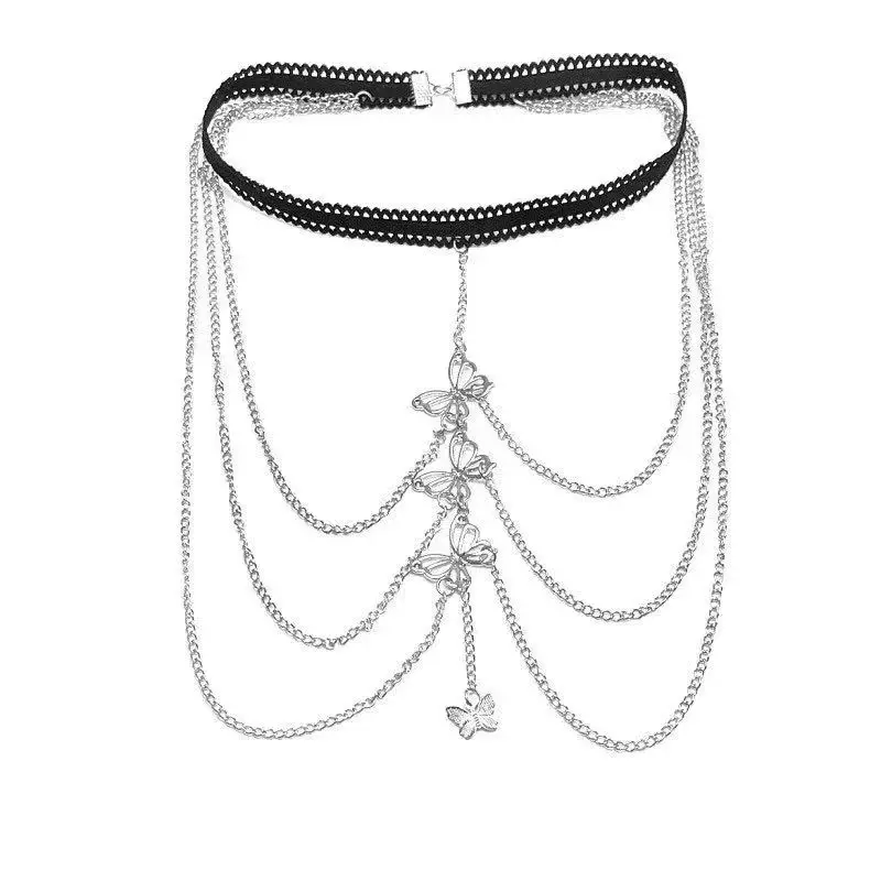 Mode Charme Kant Stretch Koord Vlinder Spinkever Dier Been Ketting Vrouwen Strand Accessoires Dagelijks Casual Sieraden