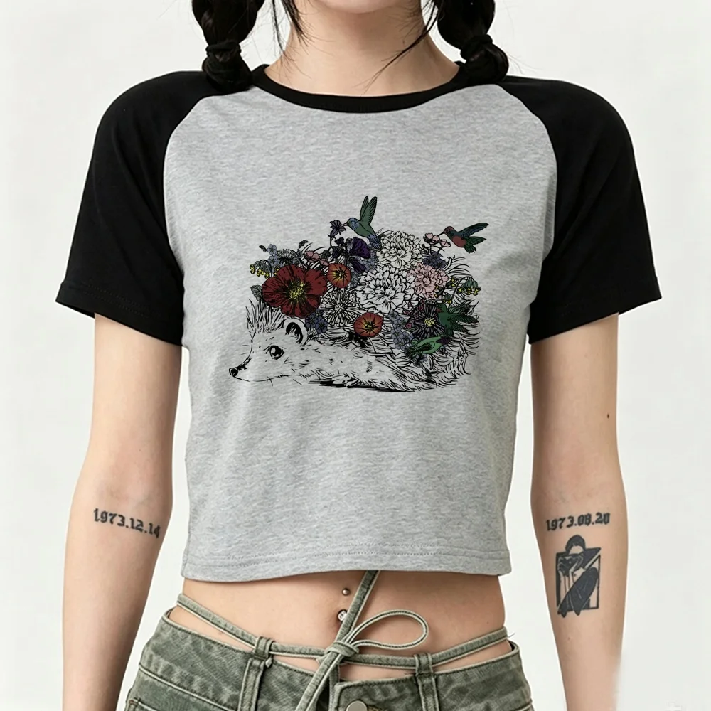 Hedgehog cropped top shoujo grunge anime clearance sales cute funny tshirt manga scene  2000s meme dollette