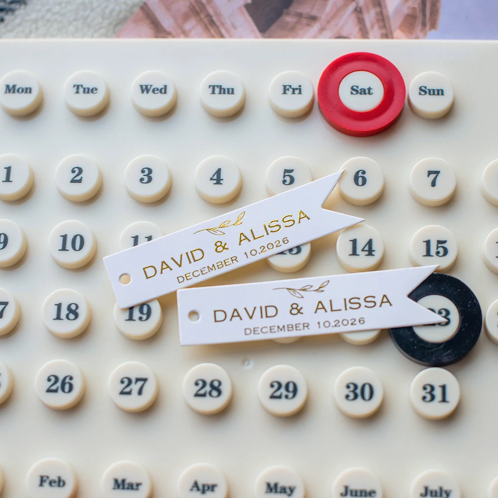 

TT9-18x80mm Rectangle tags Personalized Customization Golden Text Wedding Birthdays Labels Hang Tags For Handmade Items