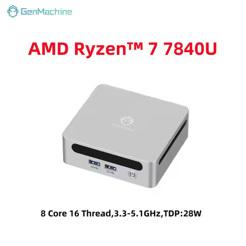 Ryzen 7 7840U Windows 11 LPDDR5 Mini Pc Gaming Computer GenMachine Mini PC USB4 2.5G LAN 24G 6400Mhz WIFI6