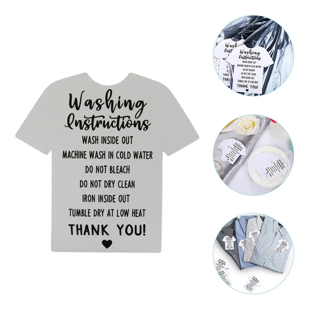 100 Pcs Shirt Care Card Clothes Wash Guide Label Clothing Instruction Tag Sweater Clean Paper Apparel