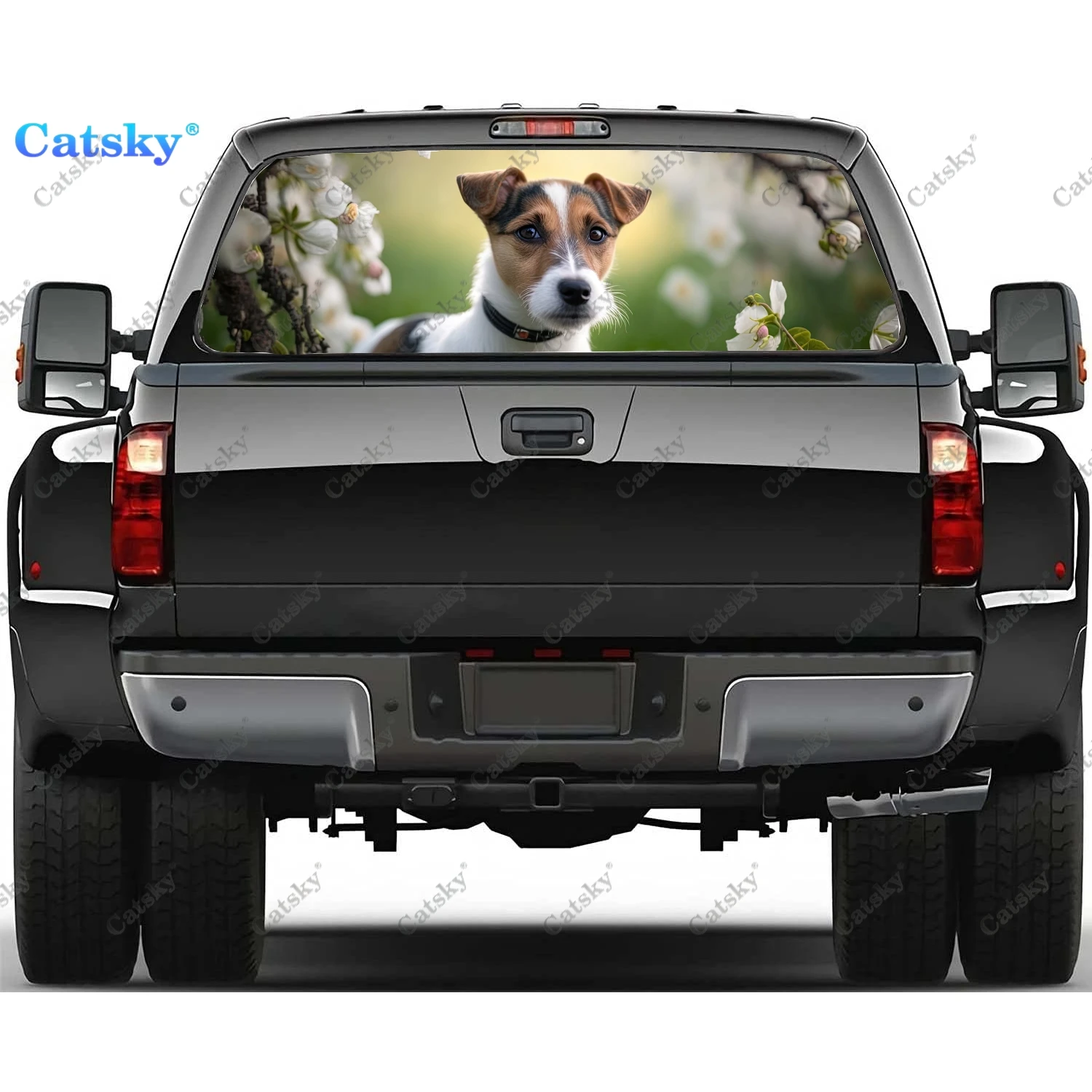 Jack Russell Terrier Dog Rear Window Decal Fit Pickup,Truck,Car Universal See Through Perforated Back Windows Vinyl Sticker