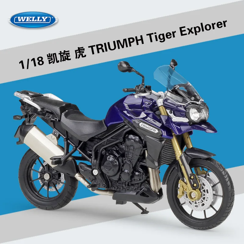 1:18 pour Triumph Tiger 800 Modèle De Moto Rétro en Alliage Moulé sous Pression, Amortisseur Choc Fonctionnel, Jouet pour Enfants, Cadeaux, Collection Jouets