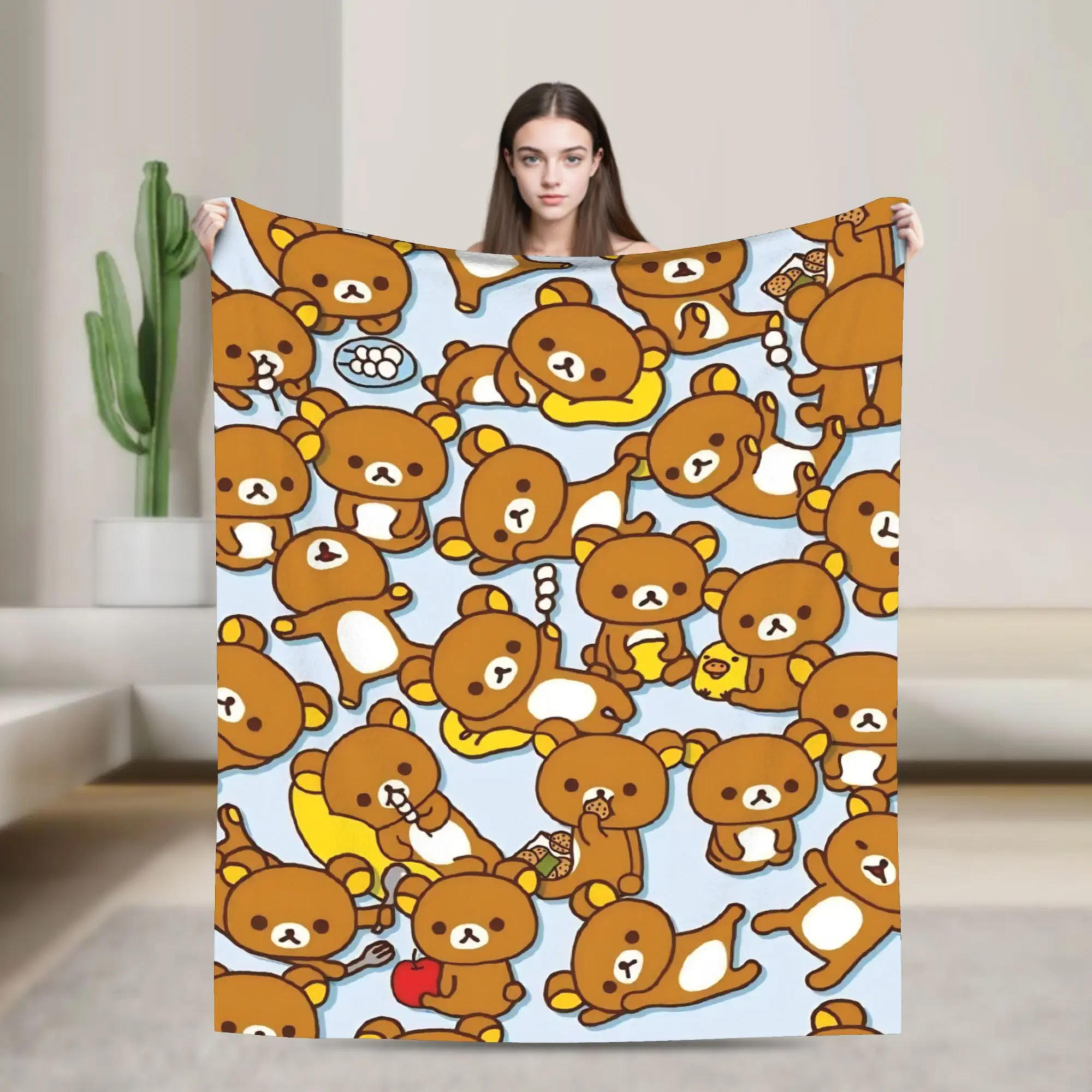 R-Rilakkumas Cartoo Gift Blanket For Men Women Super Soft Warm  Throw Blankets for Living Room 50x60 Inches Multi-size
