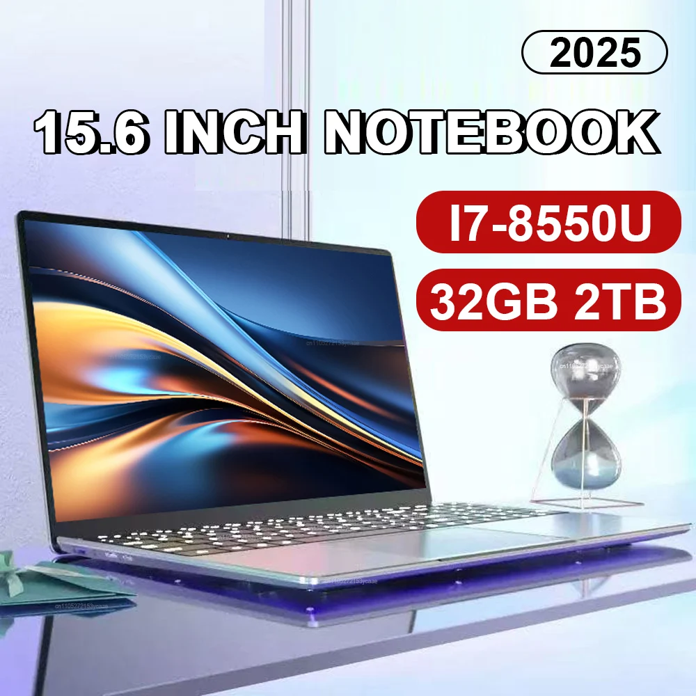 2025 15,6 pulgadas portátil Windows11 Intel Core i7 8550U 32GB 2TB SSD ordenador PC Oficina portátiles desbloqueo de huellas dactilares Notebook
