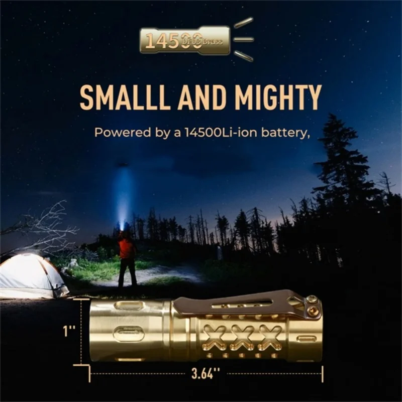 DF03 Brass flashlight 14500 Battery EDC Self Defense Outdoor Lighting High Power Flashlights  maeerxu