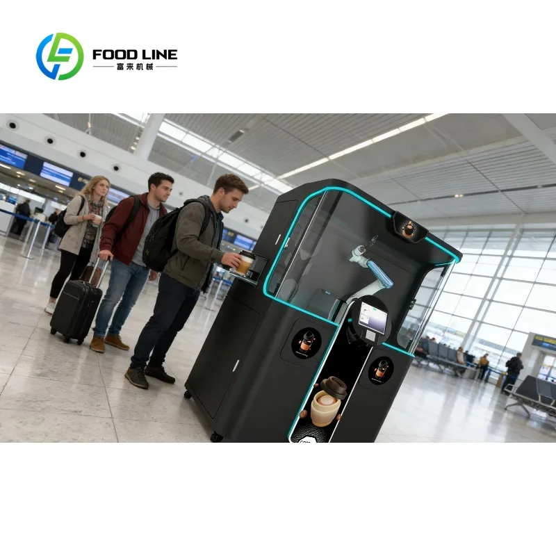 Custom Commercial Robotic Coffee Maker, Image Printing Dual Hopper Built-In Cooling, Automatic Barista for Mall Cafe Hotel