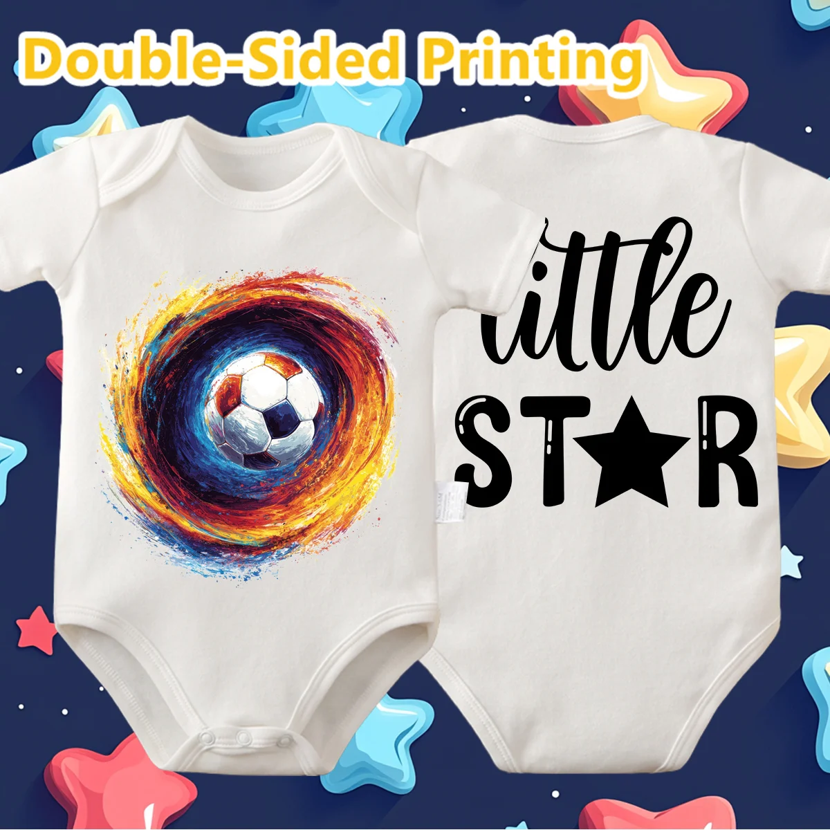 

Комбинезон из 100% хлопка, двусторонний футбольный комбинезон с крутым принтом, удобная ткань для ребенка, комбинезон для новорожденных от 0 до 12 месяцев