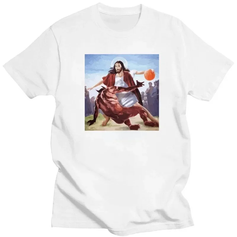 Religious Easter Humor Streetwear Cool Jesus Play Basketball Funny T-shirt Christian Faith Tee for Women Men Cloth Religion Tops