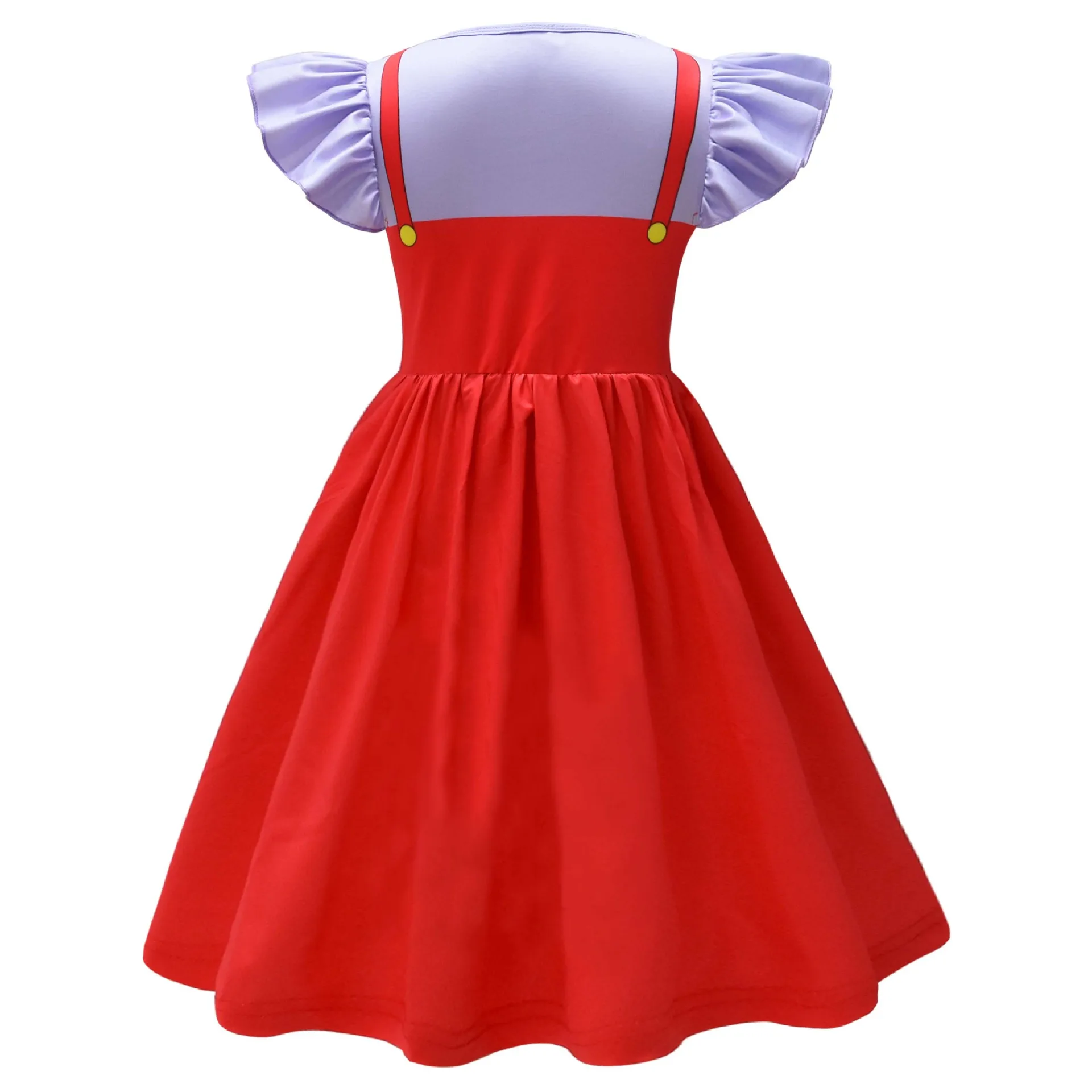 Kids Girls Anime Cartoon Ruffle Short Sleeves Circus Clown Jax Princess Dress Outfit Role Play Halloween Cosplay Costume