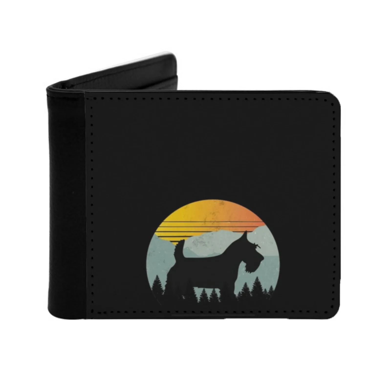 

Винтажный Ретро Солнце Шотландский Терьер Собака Подарок Мужской Кожаный Кошелек Кредитная Карта/ИД-держатели Вставки Сумка Для Грошей Мужские Короткие Кошельки