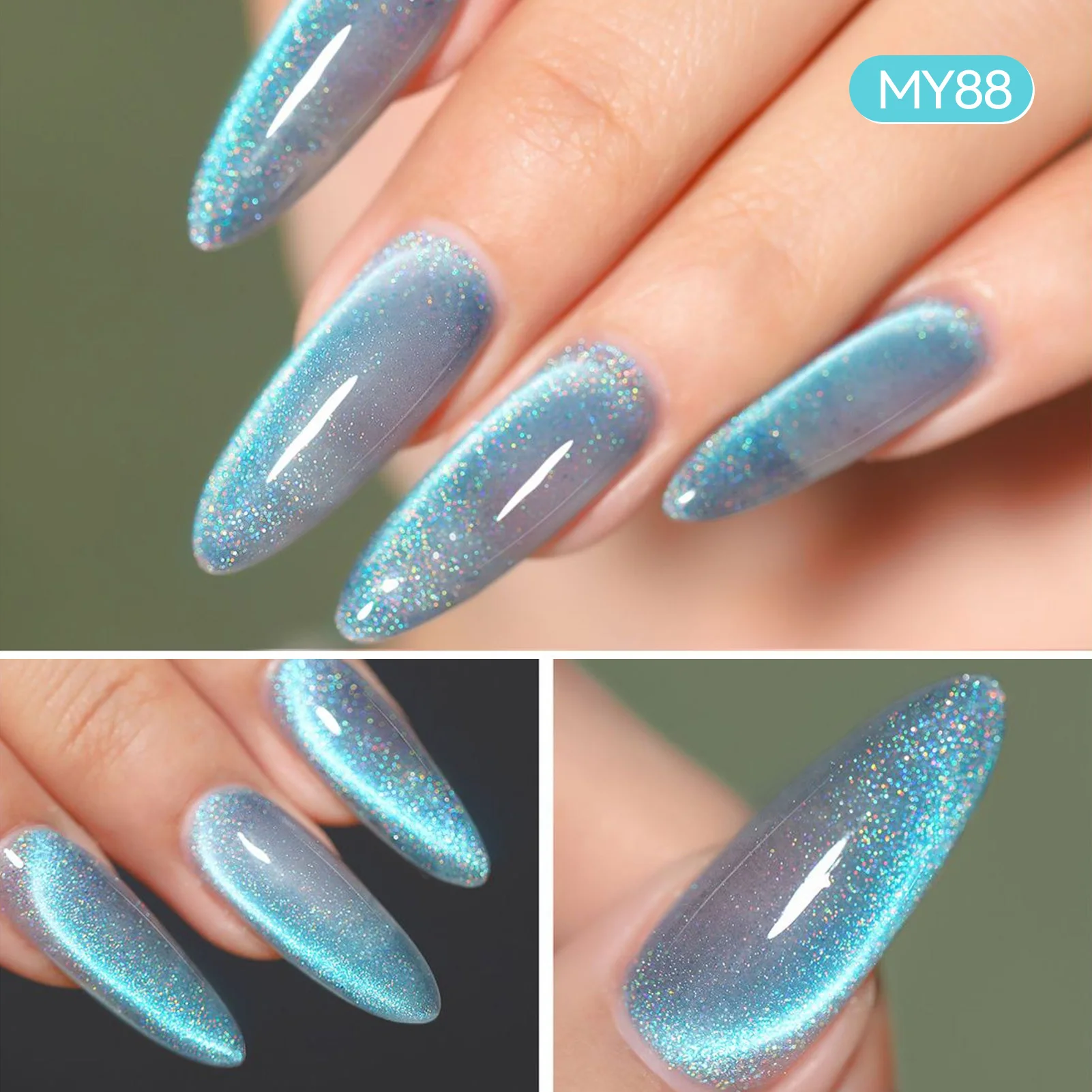 ولد جميلة 10 مللي الجليد الأزرق الأحمر قوس قزح بريق القط المغناطيسي هلام طلاء الأظافر تألق الترا تألق مبهرج شبه دائم الأشعة فوق البنفسجية ورنيس