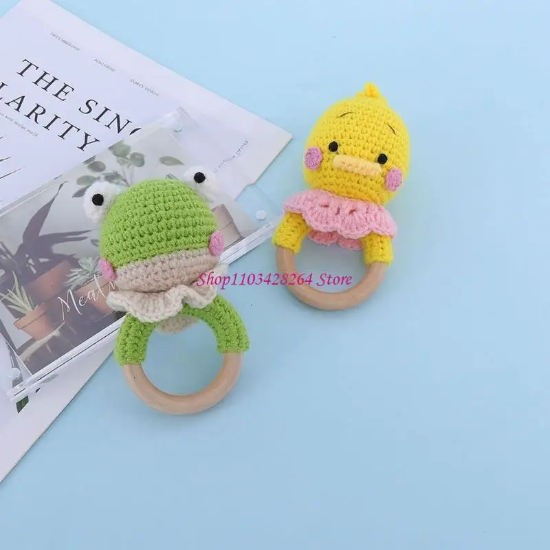 Schöne handgefertigte Tierform Teether Toy Häkeln Rassle Beschädigung Spielzeug für Babys