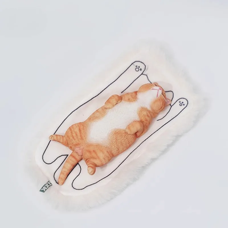 JXK 1/6 Scale Lethargic Cat Simulation Resin Ginger Cat Sleep Pet Kitten Model for Action Figures Scene Ornament Gift