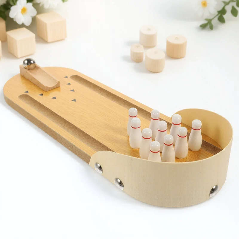 

1Set Mini Bowling Desktop Game Wooden ABS Material Educational Elderly Children Family Interactive Parent Child Activity