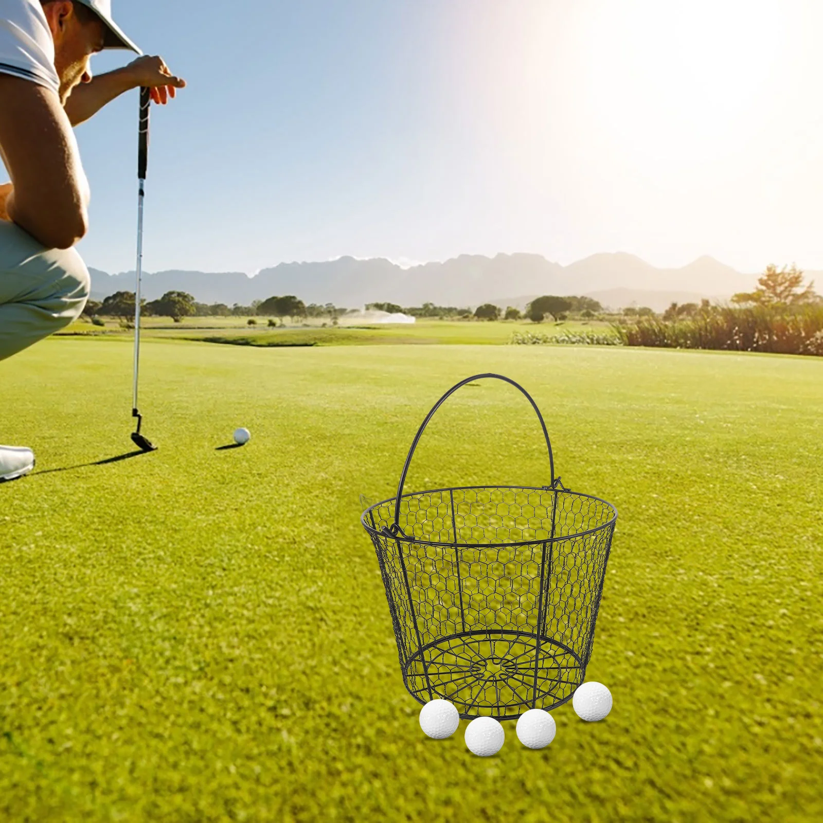 

Golf Ball Basket Stainless Steel Portable Ball Storage Holder For Outdoor Sports Training Driving Range Club Accessory