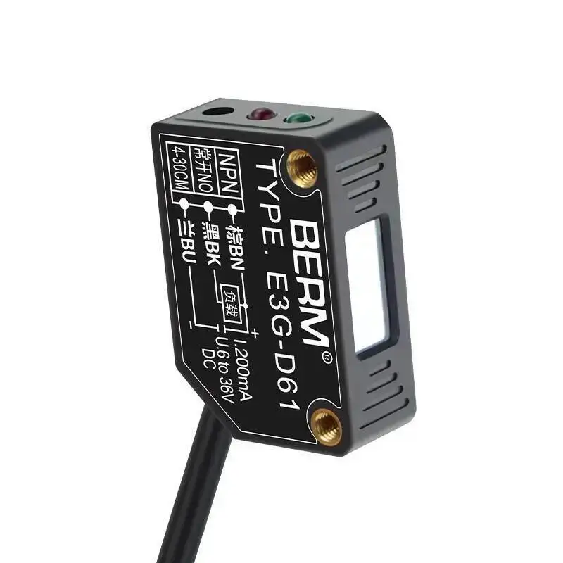 

Квадратный лазерный фотоэлектрический переключатель, диффузное отражение, регулируемое расстояние E3G-D61, небольшой точечный датчик красного света, детектор 4-30 см