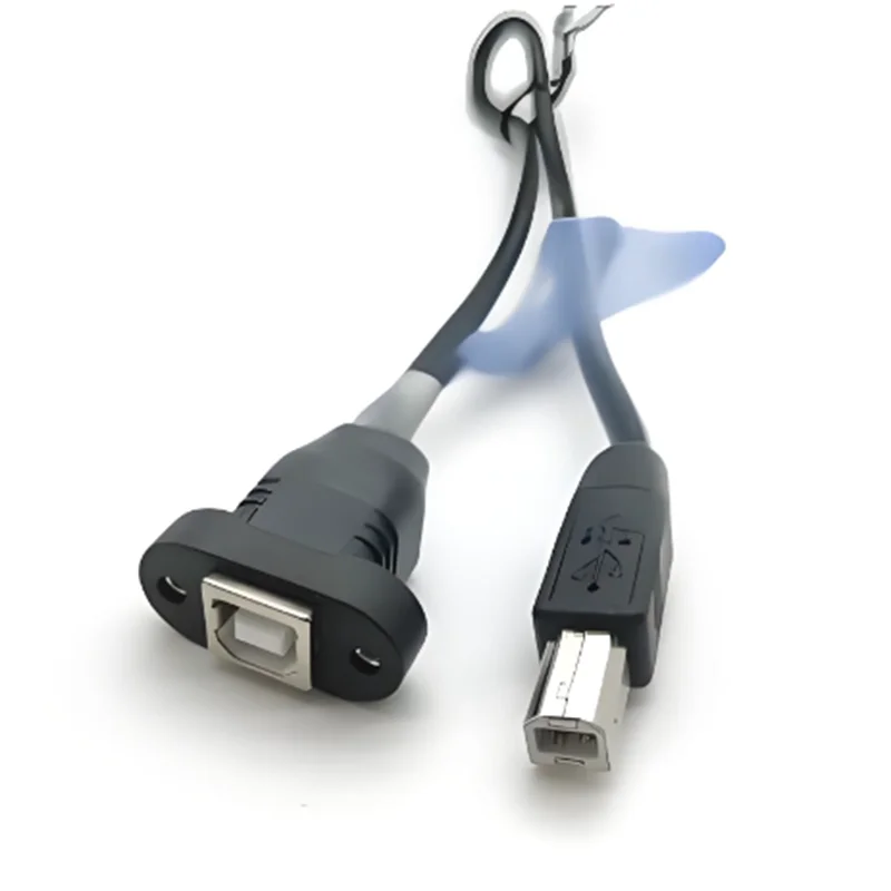 With Panel Mount 23mm Hole Pitch Screw Holes 0.3m USB 2.0 Type B Male to Type B Female Printer Scanner Extension Cable