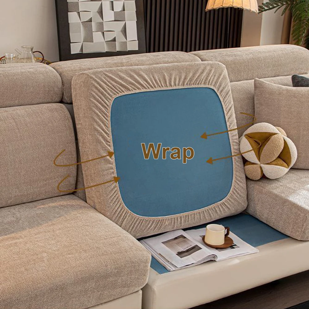 Thick Chenille Fabric Sofa Cushion Cover Solid Color Elastic Luxury Sofa Covers for Living Room Washable Durable Couch Case 1pc