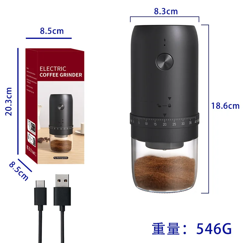 New Portable USB Electric Coffee Bean Grinder 40 Gears External Adjustable Rechargeable Grinders Household Mini Coffee Machine