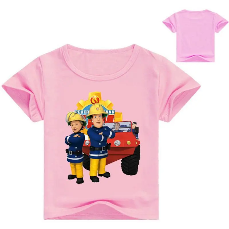 

2-16Y Fireman Sam T Shirts Kids Short Sleeve Costume Summer Clothing Boys O-Neck Tshirts Toddler Girls Casual Tee Tops Clothes