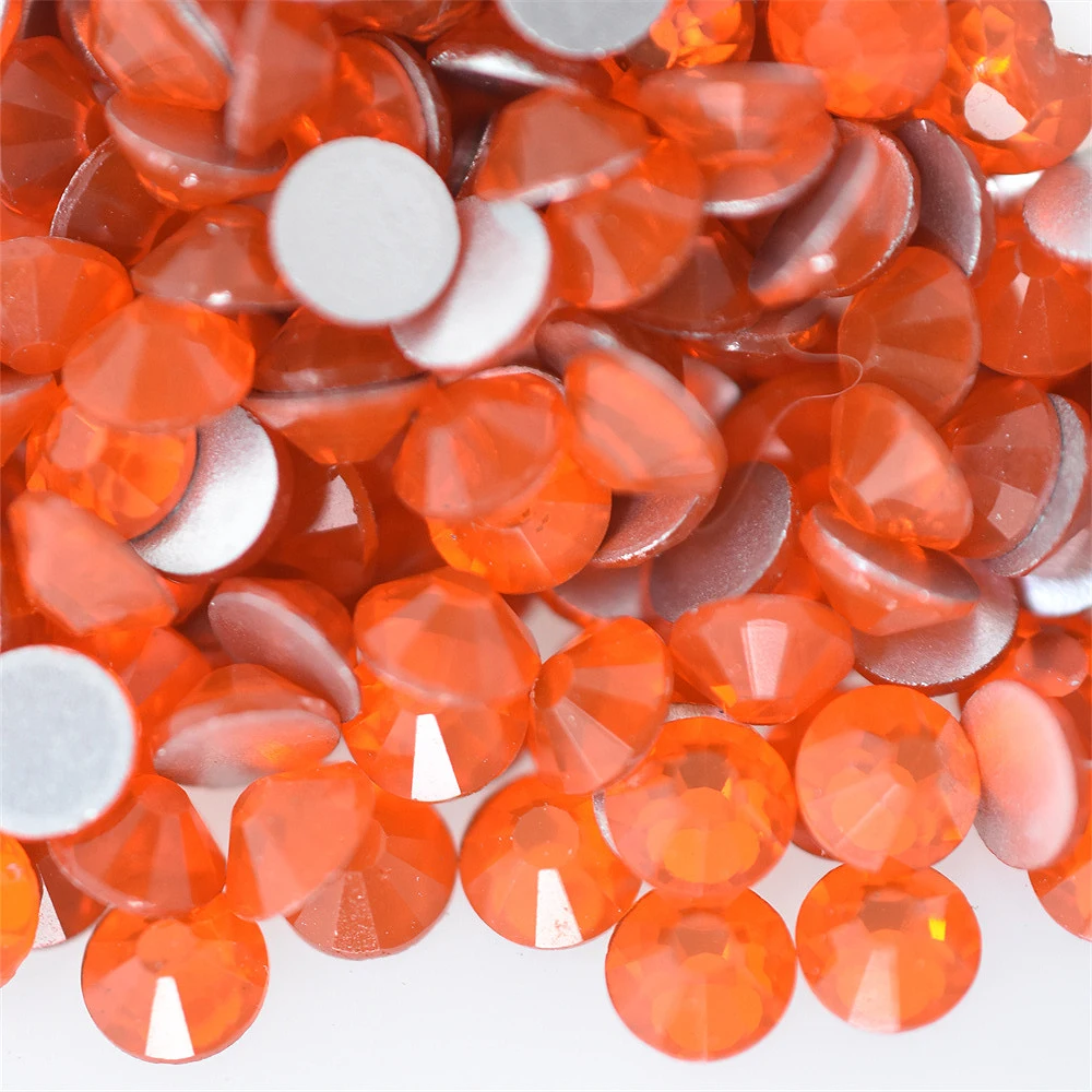 1440PCS SS4-40 Hyacinth Glass Orange Red Nail Art Decorations Non Hotfix FlatBack Rhinestones Loose Stones Crystals  Strass DIY