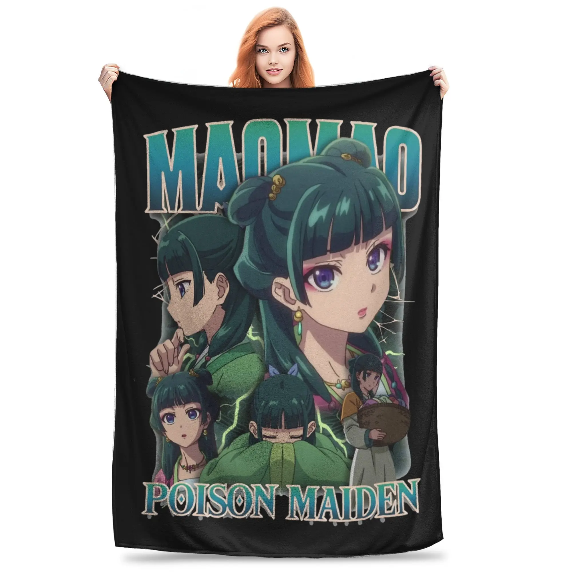 Maomao Heroes Throw Blanket for Couch Cute Anime Girl The Apothecary Diaries Fuzzy Soft Plush Blanket Multi-size