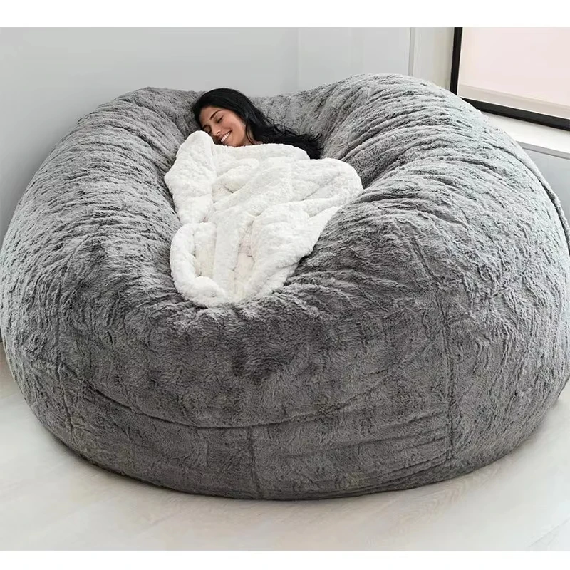 

Foam round bean bag living room sofa, interior home decoration, fabric lazy sofa bed