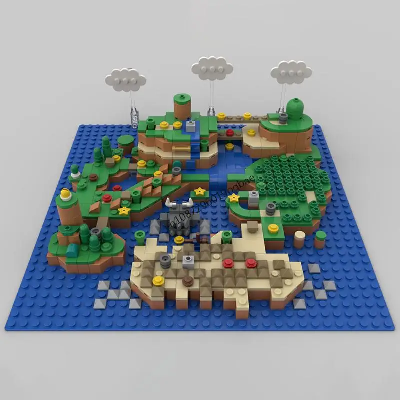 NOWY zestaw 760 elementów Gra Film Super Maring World Series Dinosaur Land Mapa model DIY kreatywne pomysły Zabawka dla dzieci Układanka prezent urodzinowy