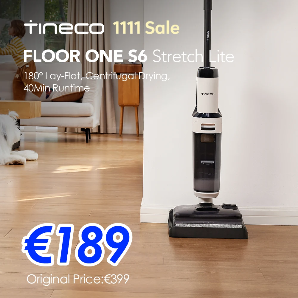 Tineco Floor One S6 Stretch Lite, stofzuiger voor nat- en drooggebruik, 180 °   Lay-Flat n