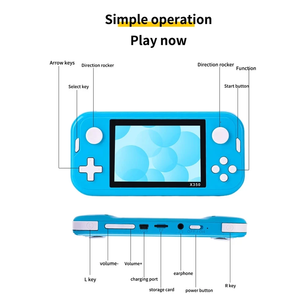 X350 Protable Handheld Game Speler 3.5 ''Ips Hd Screen Retro Game Console Ingebouwde 6800 Games Gameboy Ondersteuning 10 Emulators