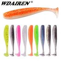 WDAIREN Soft Lure 5cm 7.5cm 9.5cm Double Color Shad Silicone Wobblers Fishing Worm Artificial Baits for Bass Sea Fishing Tackle
