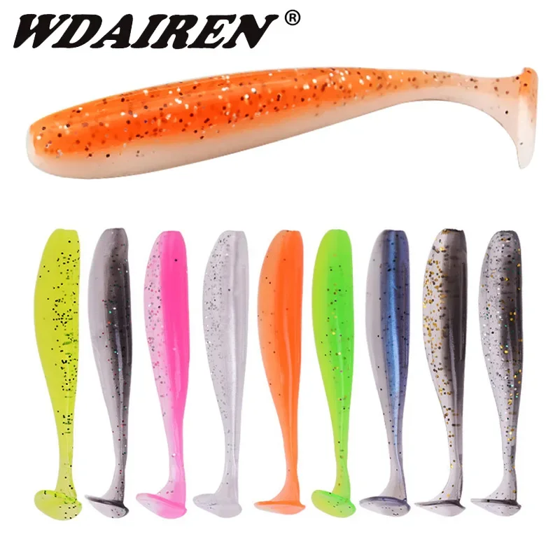 WDAIREN Soft Lure 5cm 7.5cm 9.5cm Double Color Shad Silicone Wobblers Fishing Worm Artificial Baits for Bass Sea Fishing Tackle