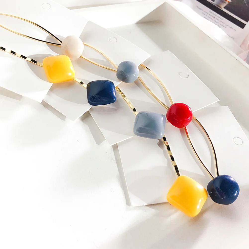 

8Pcs Acrylic Stone Hair Clips Colored Alloy Hairpins Durable Decorative Barrettes for Women Hair Accessories