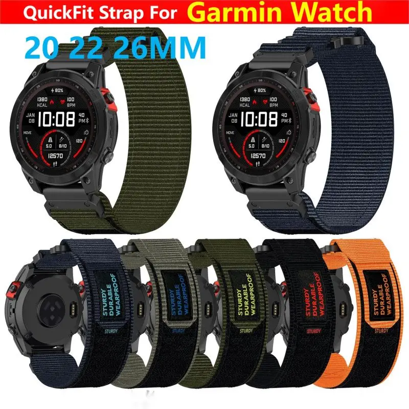 QuickFit 20 22 26mm Tactical Nylon Strap for Garmin Fenix 7X 7 7S 6X 6 Pro 6S 5 5X Plus Smart Watch Band Bracelet Enduro 2