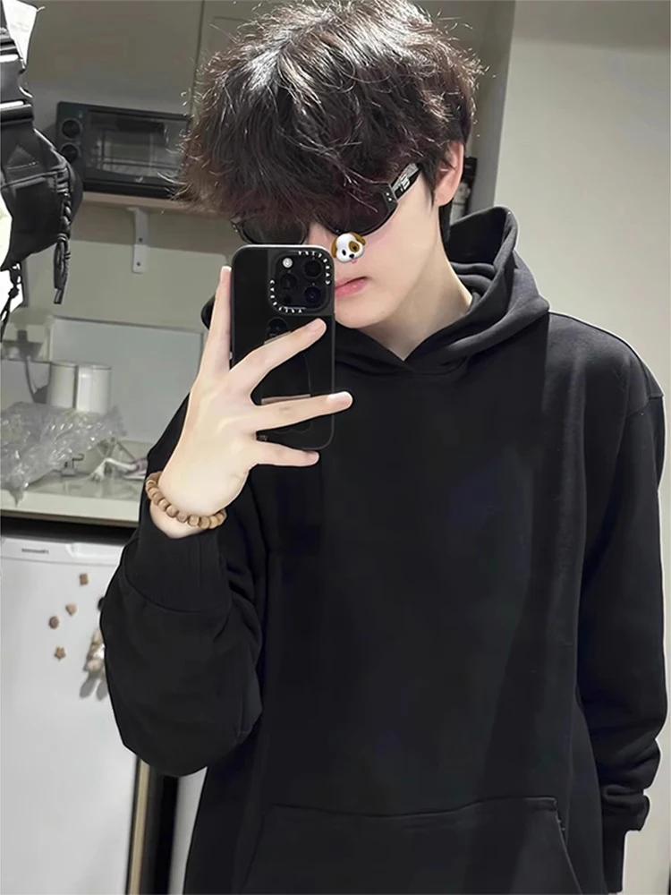

Pure Bla Hoodie Men's Spring Autumn Loose Lazy Sle Heavyweight Hardwearing Jaet Trendy American Retro Hat Sweatirt