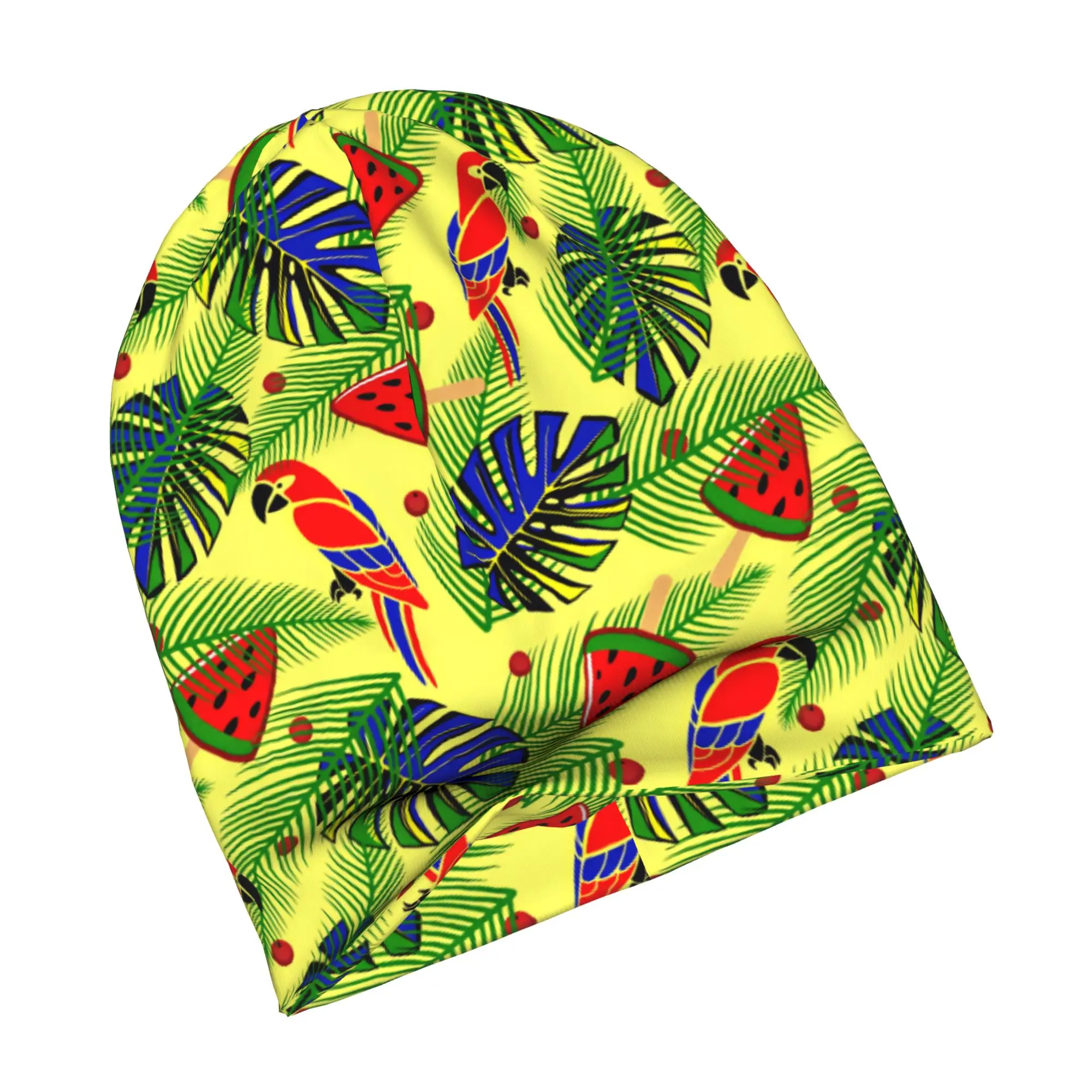 Parrot Tropical Animal Botanical Flowers Bonnet Hats  Hip Hop Knitting Hat For Women Men Warm Winter  Skullies Beanies Caps