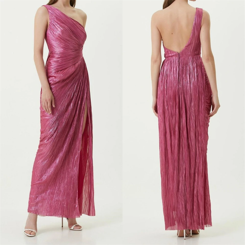 Angepasst Einfache One-schulter Mantel Cocktail Kleider Falten Drapierte Chiffon Abend vestidos de fiesta elegantes para mujer 2023