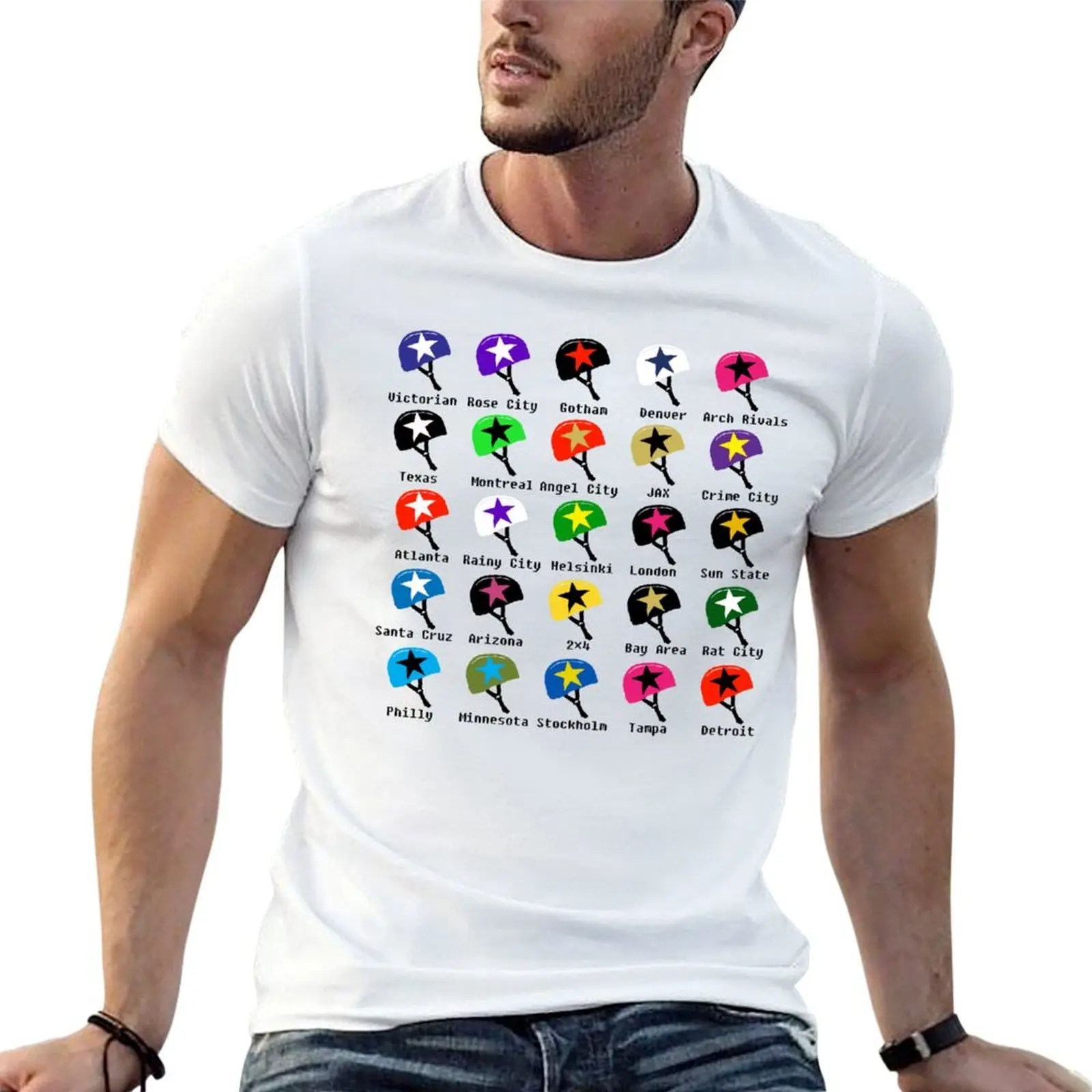 Camiseta de los mejores equipos de roller derby de la WFTDA (con etiquetas), camiseta para hombre, camiseta de algodón pesado para hombre, camisetas gráficas para hombre, camiseta