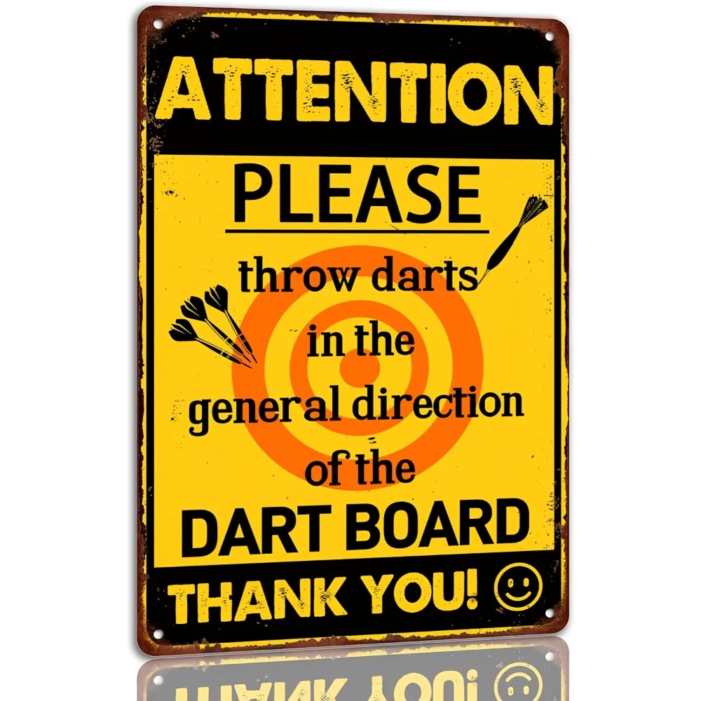 1pc Humor Dart Tip 2D Flat Vintage Metal Decorative Sign Indoor Outdoor Man Cave Cafe Bedroom Holiday Decor Gift